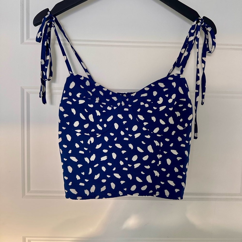 Commense Blue and White Patterned Camisole